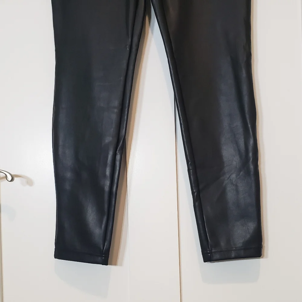 Laundry By Shelli Segal Black Faux Vegan Leather Hi Rise Pants Size Large New